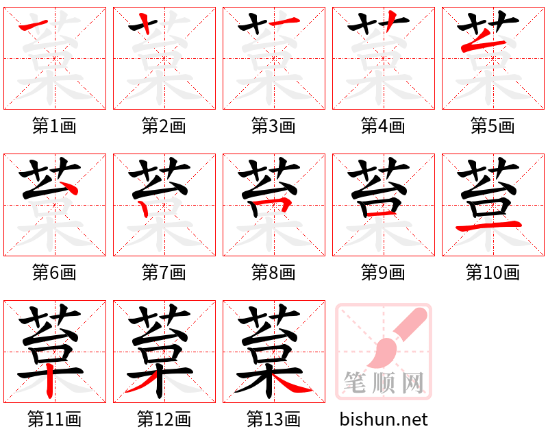 葈 笔顺规范