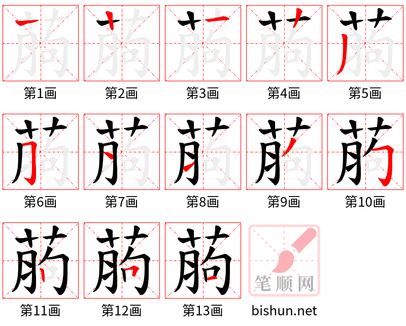 葋 笔顺规范