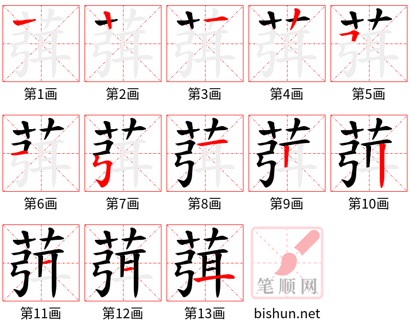 葞 笔顺规范