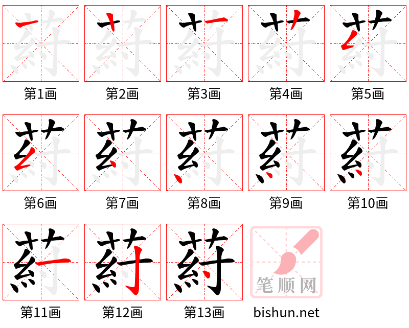 葤 笔顺规范