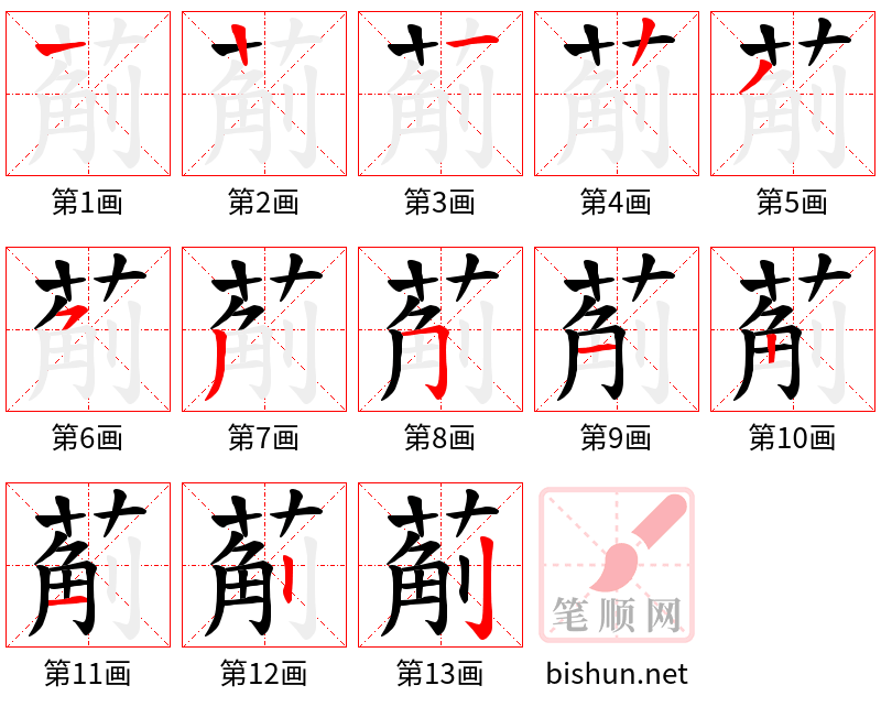 葪 笔顺规范