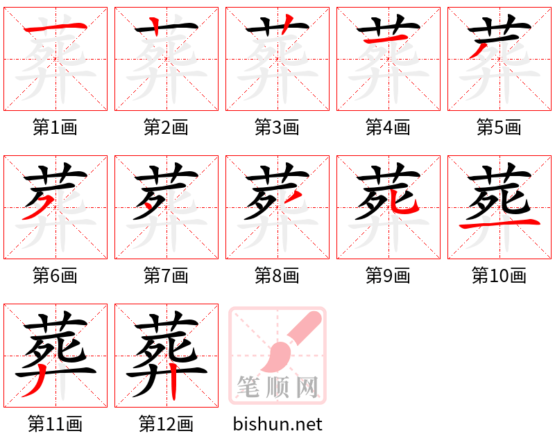 葬 笔顺规范