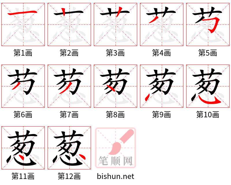 葱 笔顺规范