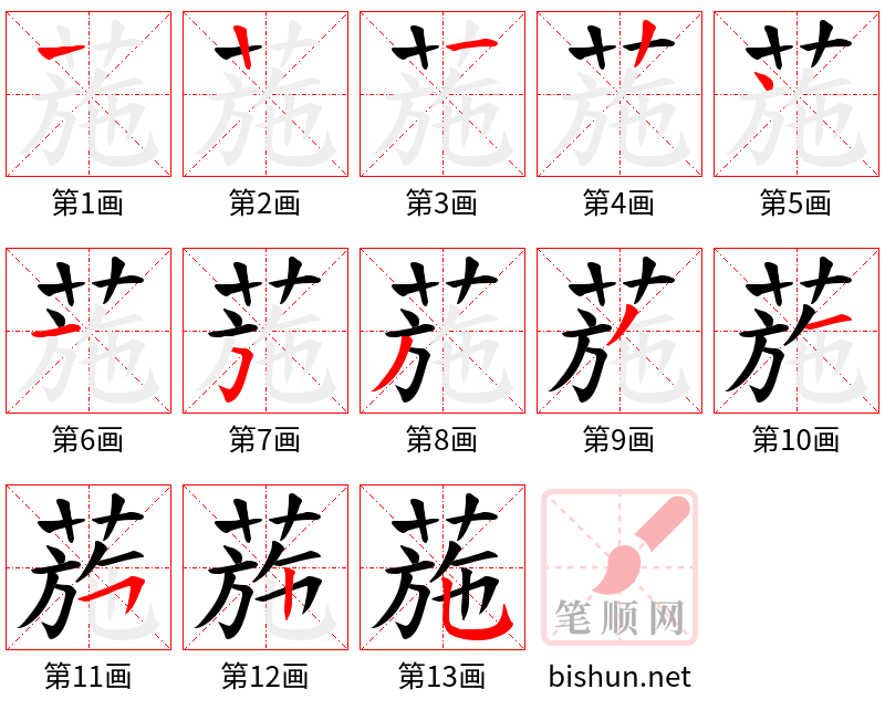 葹 笔顺规范