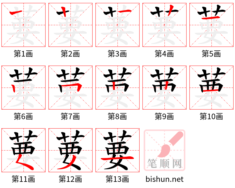 葽 笔顺规范