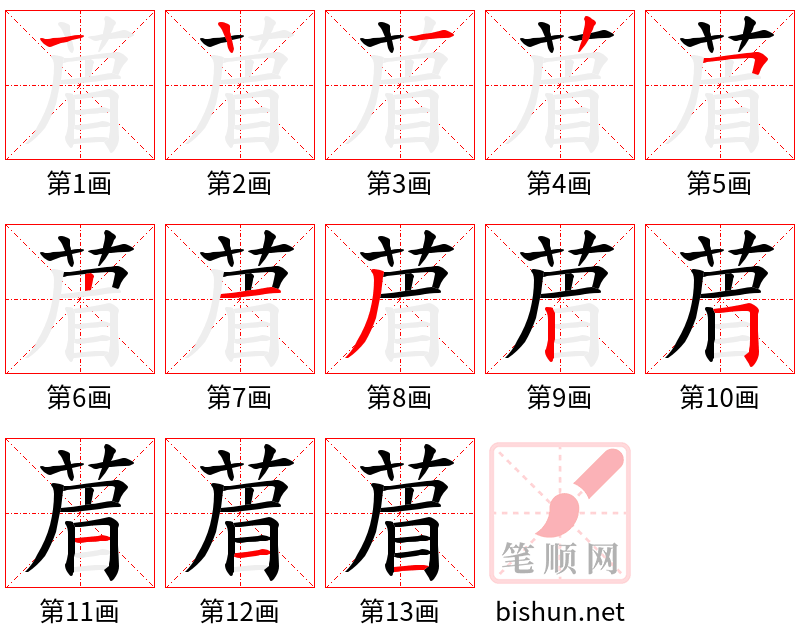 葿 笔顺规范