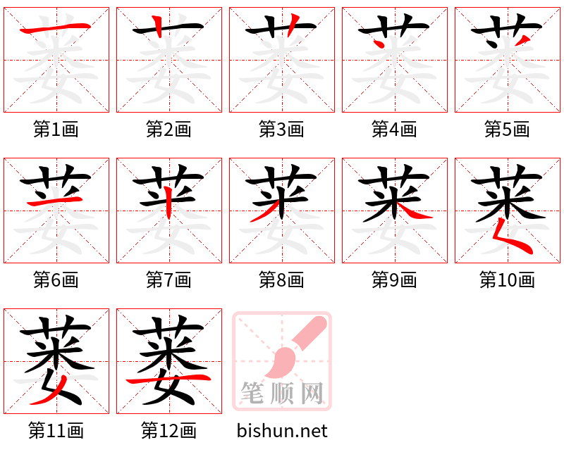 蒌 笔顺规范