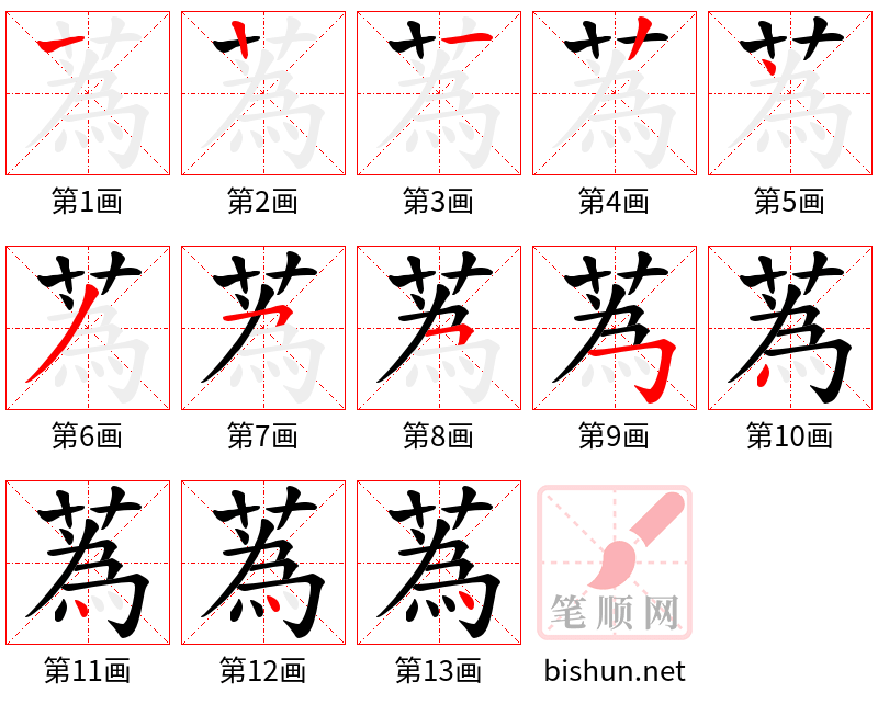 蒍 笔顺规范