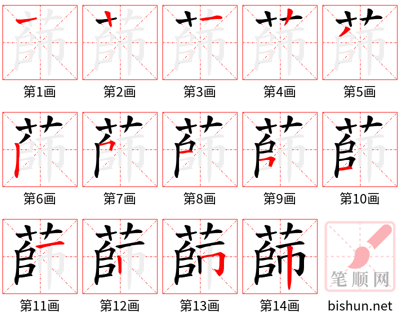 蒒 笔顺规范