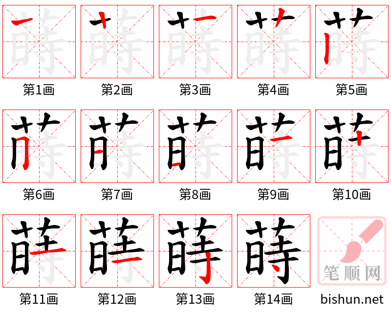 蒔 笔顺规范