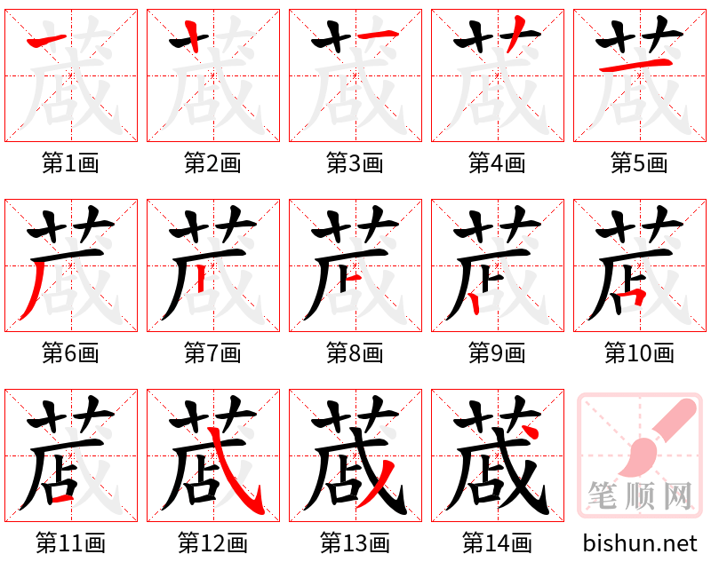 蒧 笔顺规范