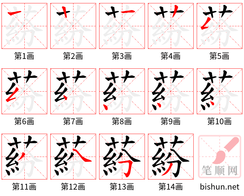 蒶 笔顺规范