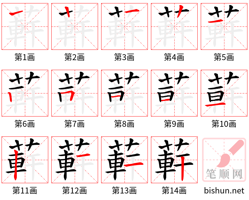 蓒 笔顺规范