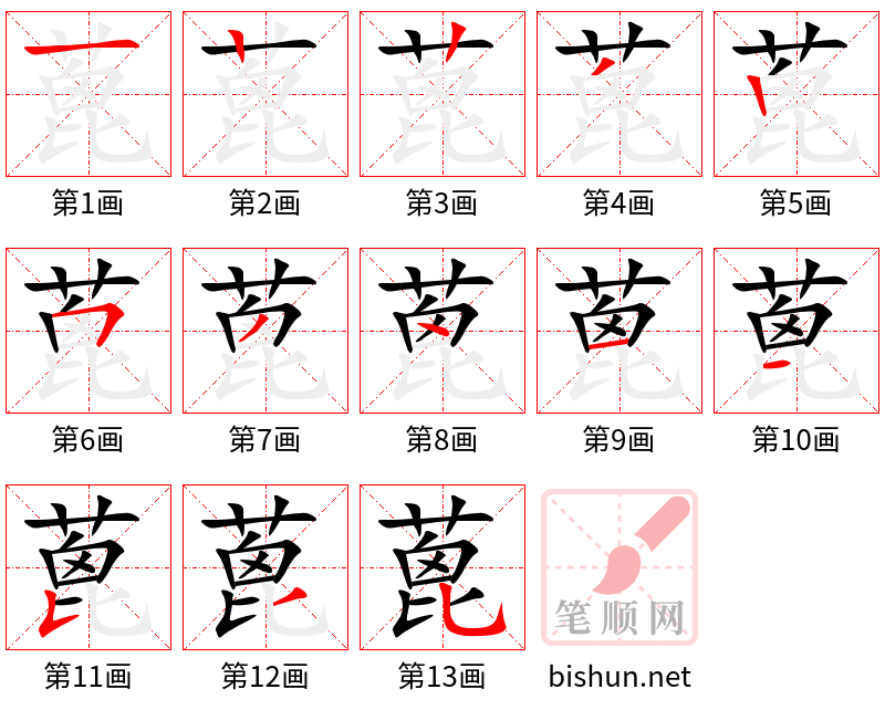 蓖 笔顺规范