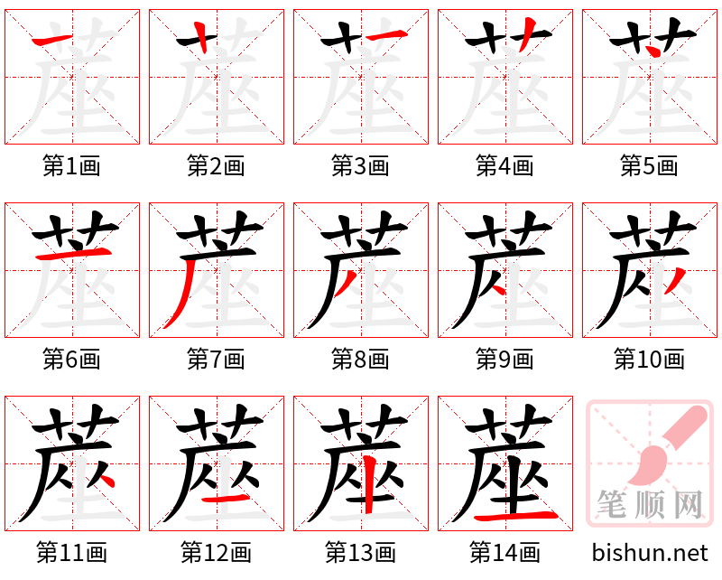 蓙 笔顺规范