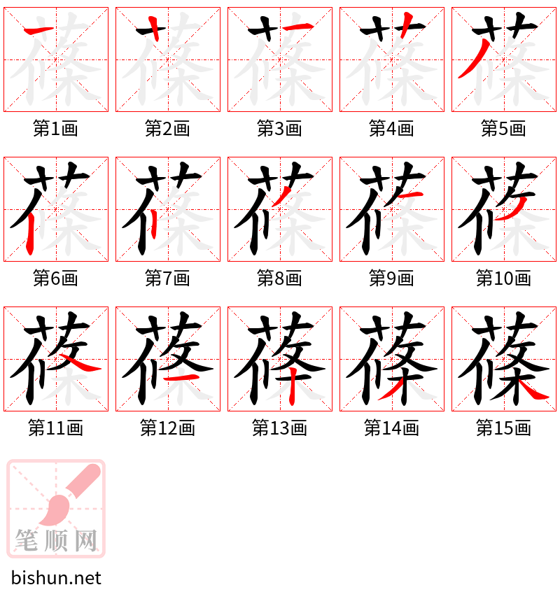 蓧 笔顺规范