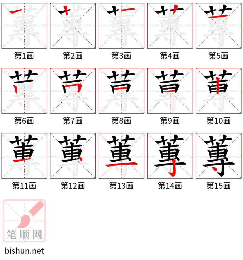 蓴 笔顺规范