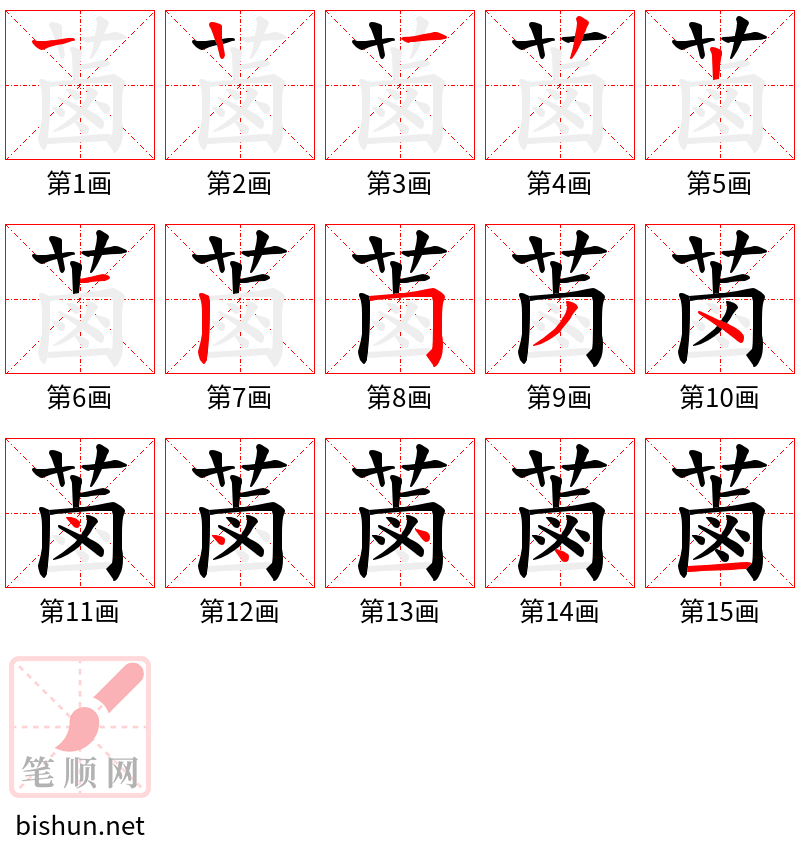 蓾 笔顺规范