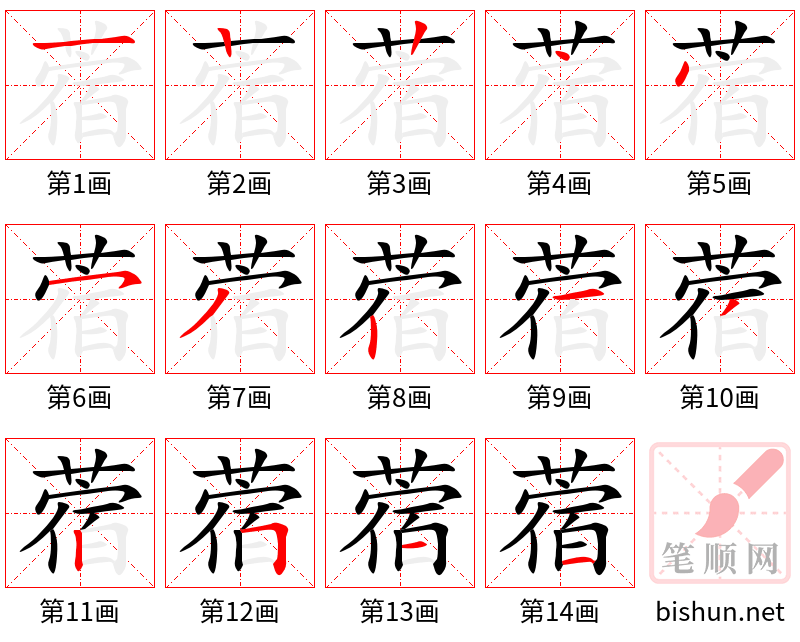 蓿 笔顺规范