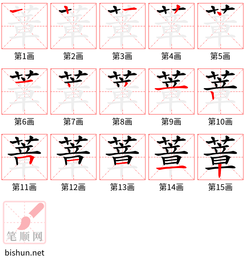 蔁 笔顺规范