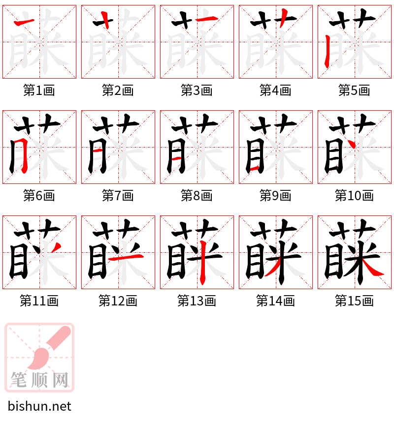 蔝 笔顺规范