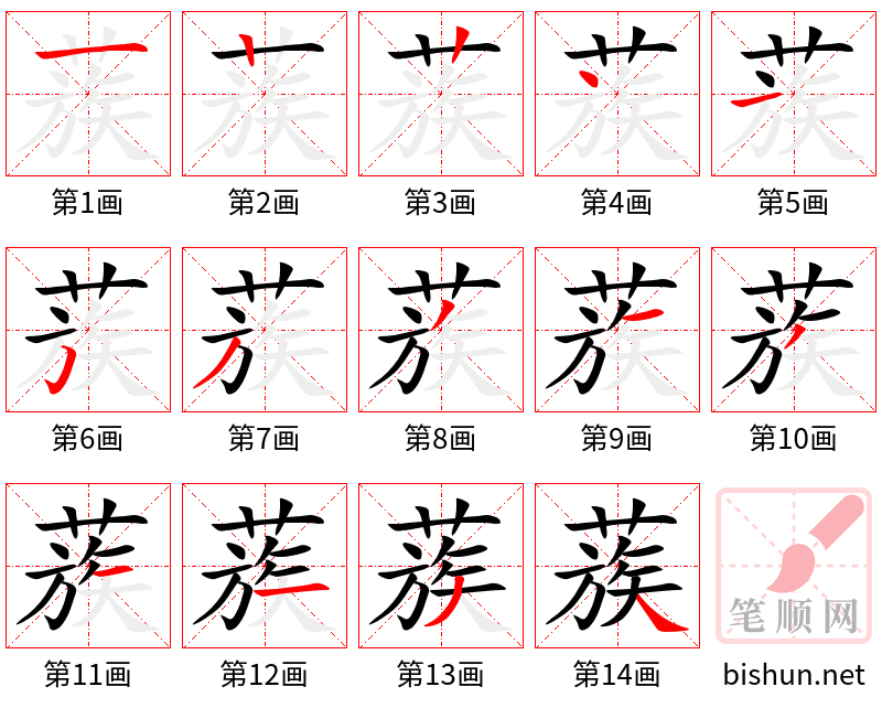 蔟 笔顺规范