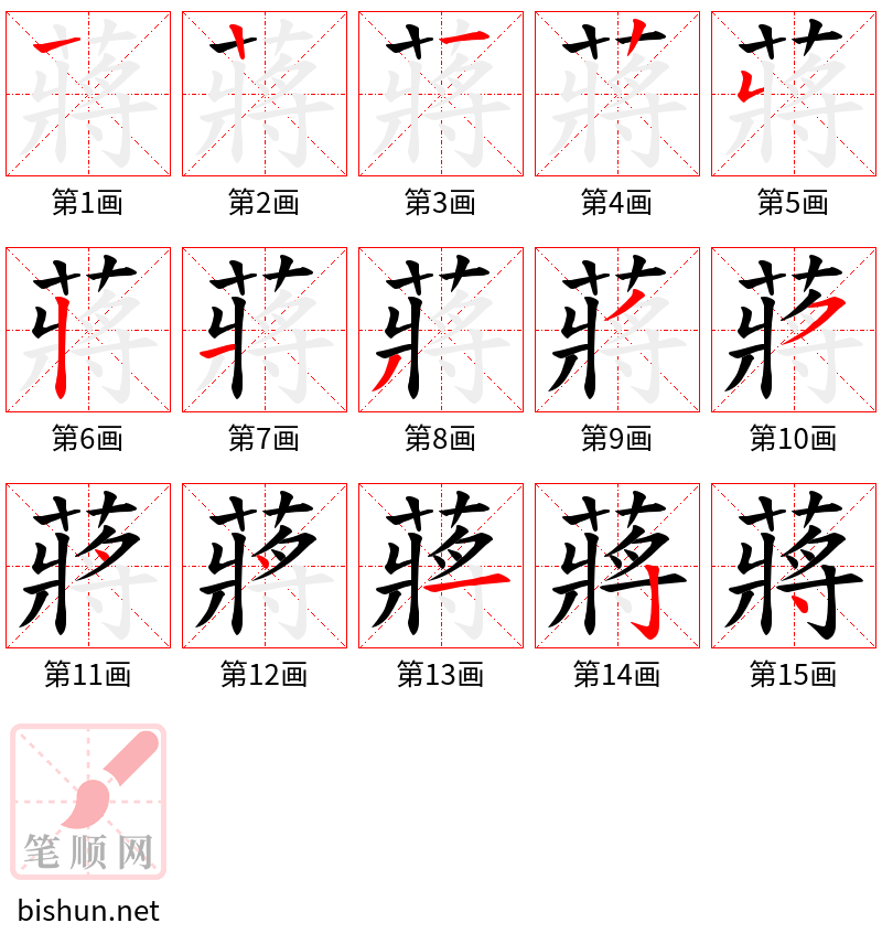 蔣 笔顺规范