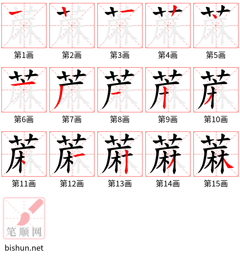 蔴 笔顺规范