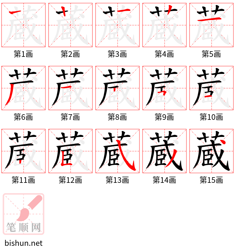 蔵 笔顺规范