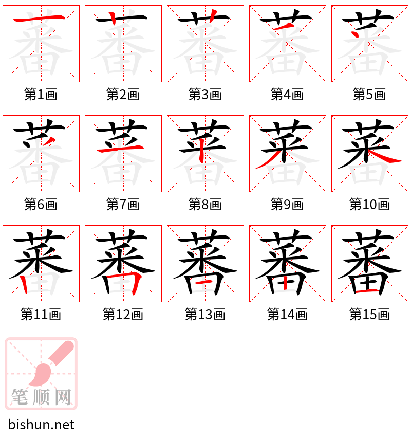 蕃 笔顺规范