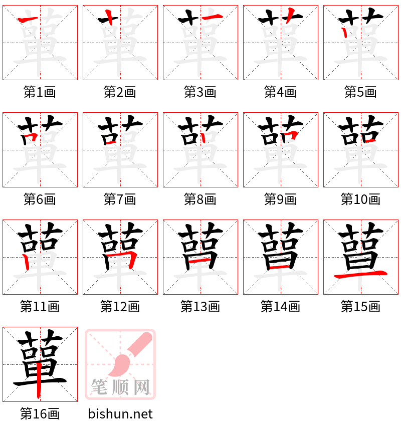 蕇 笔顺规范