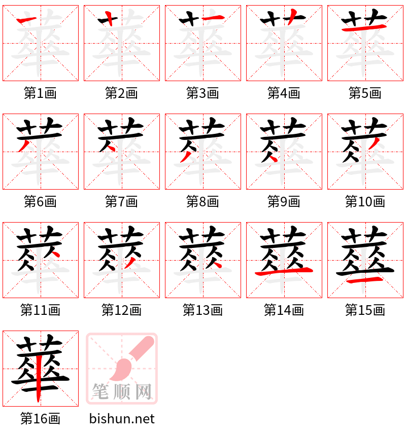 蕐 笔顺规范