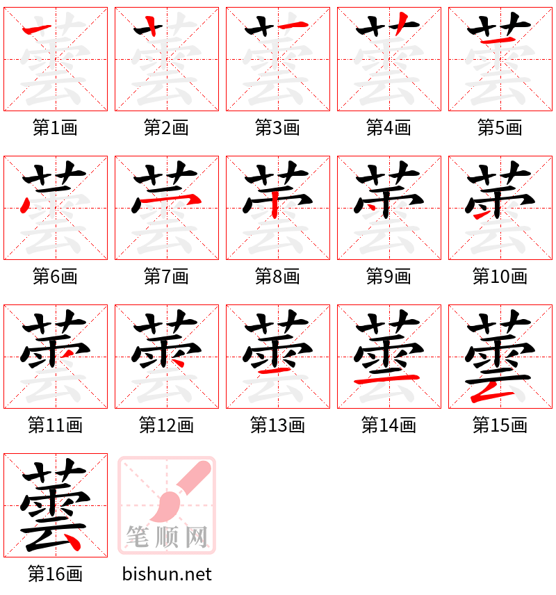 蕓 笔顺规范