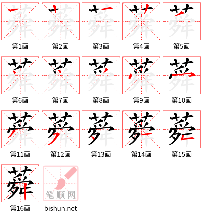 蕣 笔顺规范