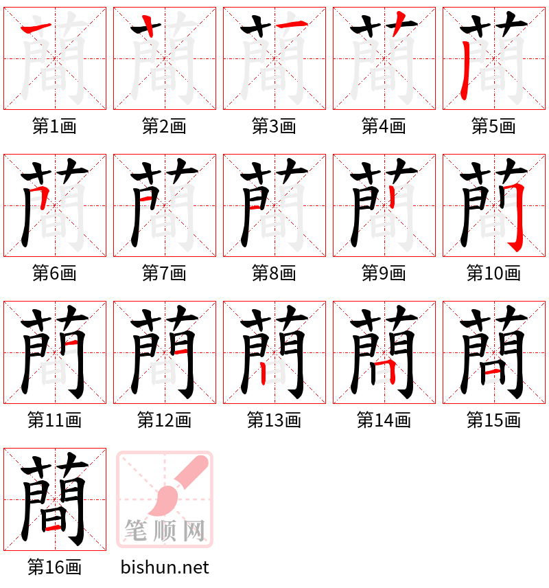 蕳 笔顺规范