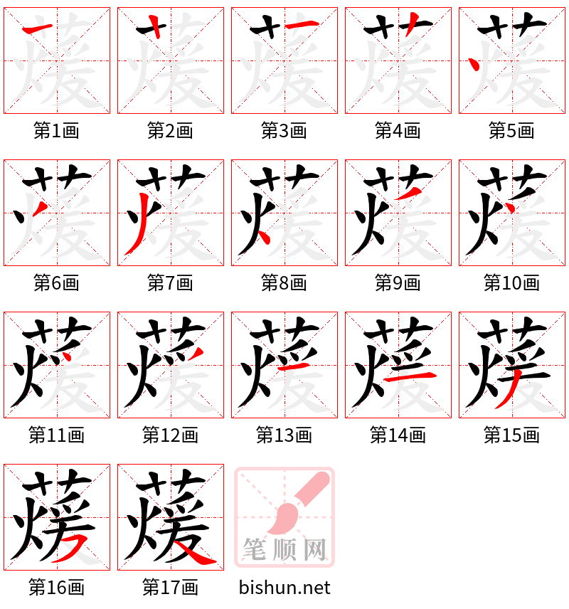 蕿 笔顺规范