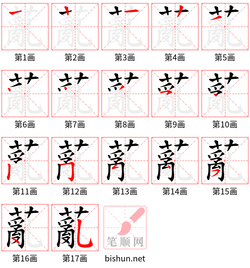 薍 笔顺规范