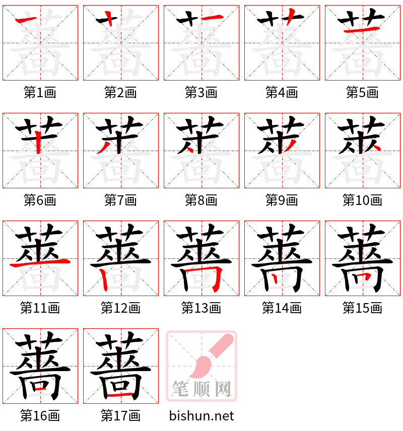 薔 笔顺规范