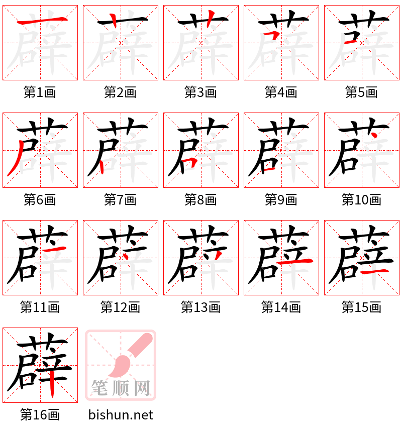 薜 笔顺规范