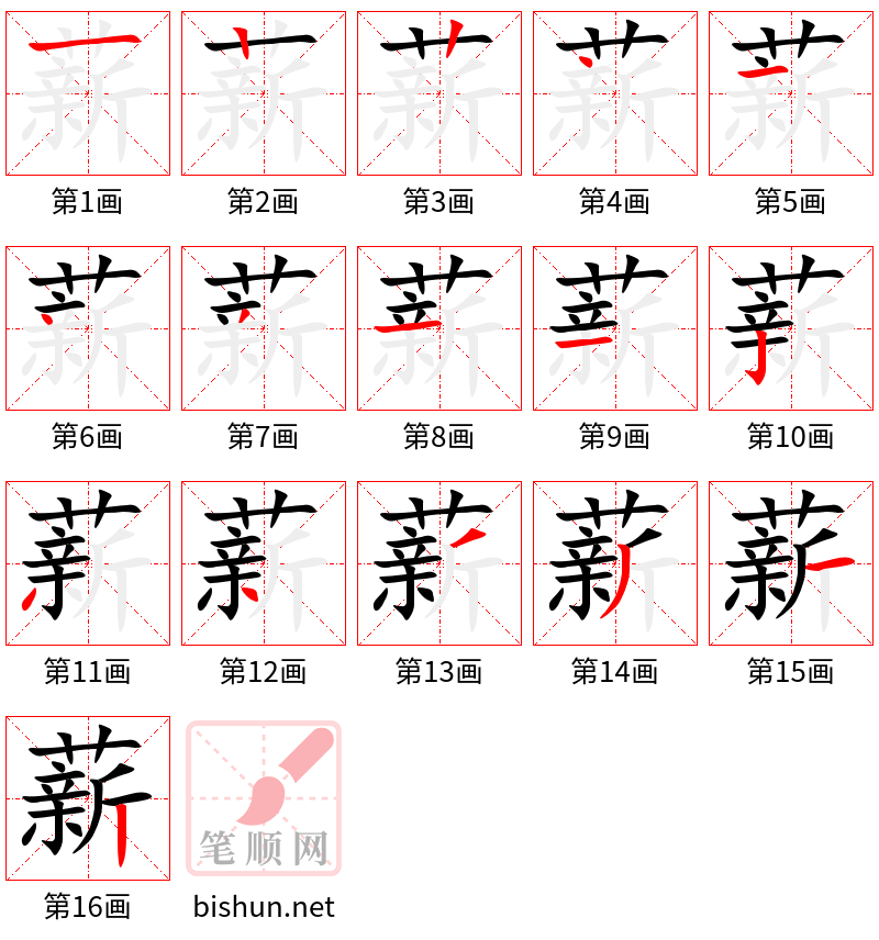 薪 笔顺规范