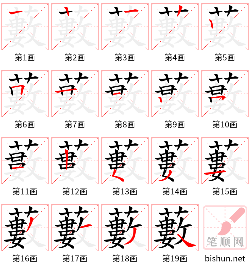 藪 笔顺规范