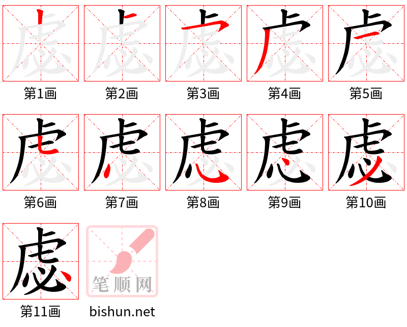 虙 笔顺规范