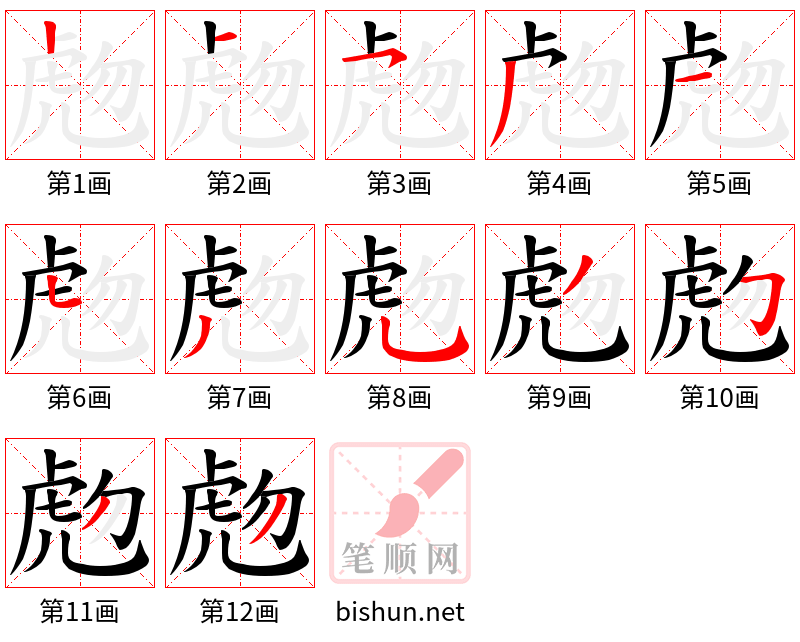 虝 笔顺规范