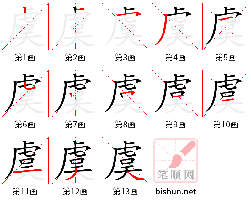 虞 笔顺规范