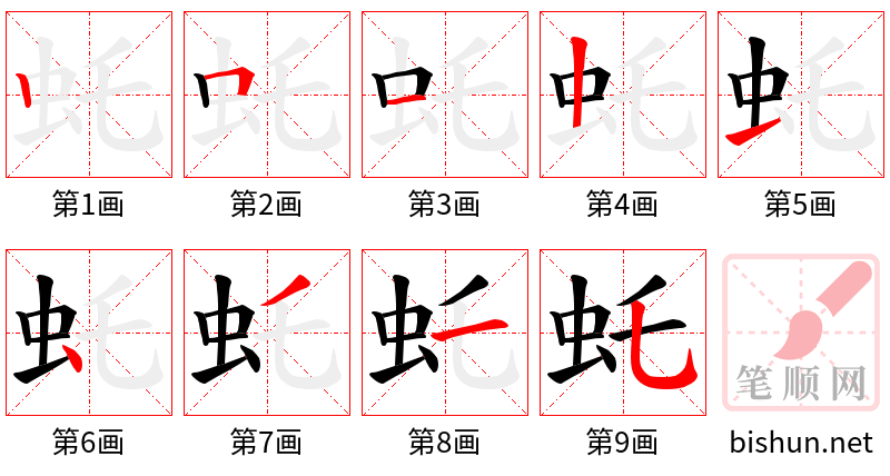 虴 笔顺规范