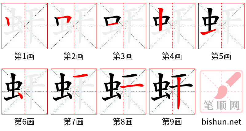 虷 笔顺规范