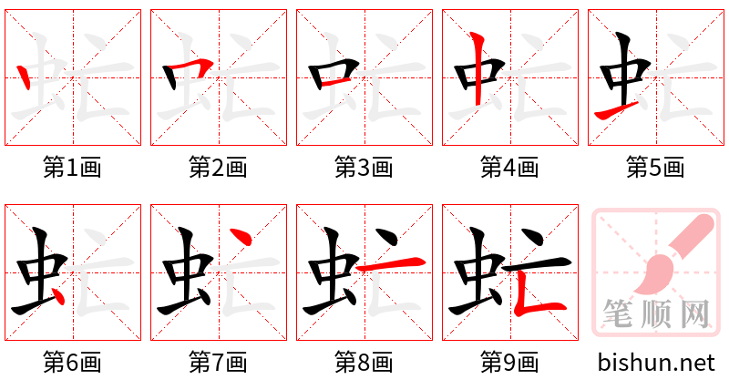 虻 笔顺规范