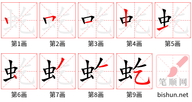 虼 笔顺规范