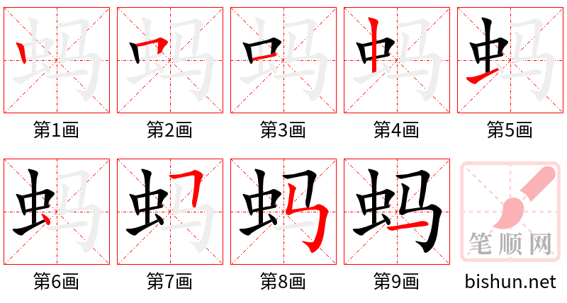 蚂 笔顺规范