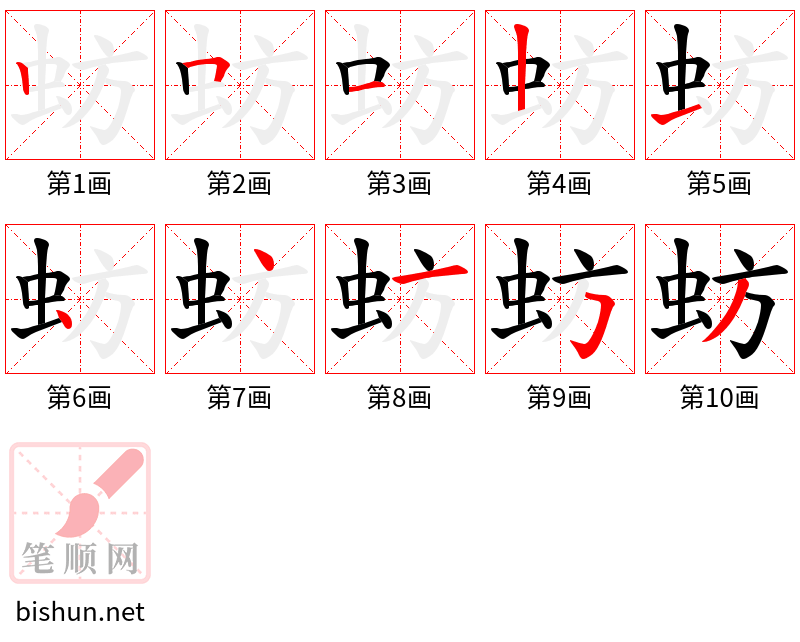 蚄 笔顺规范